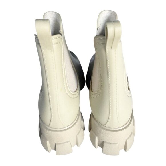 Jeffrey Campbell Women's Sz 9 Play Pleu Rain Boots Cream Chunky Lug Chelsea - Picture 5 of 12
